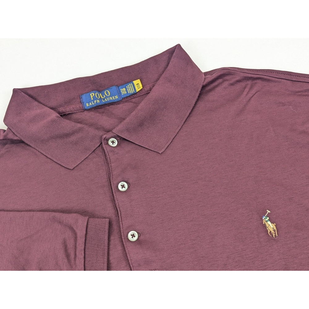 Polo Ralph Lauren Shirt Mens 2XB Big Polo Burgundy Super Soft Embroidered